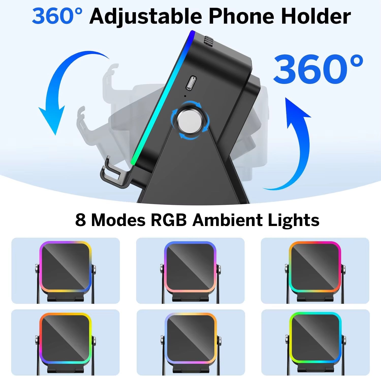 Revolutionary 5-in-1 Wireless Induction Speaker with RGB Lighting - Portable Bluetooth Phone Stand & Surround Sound!