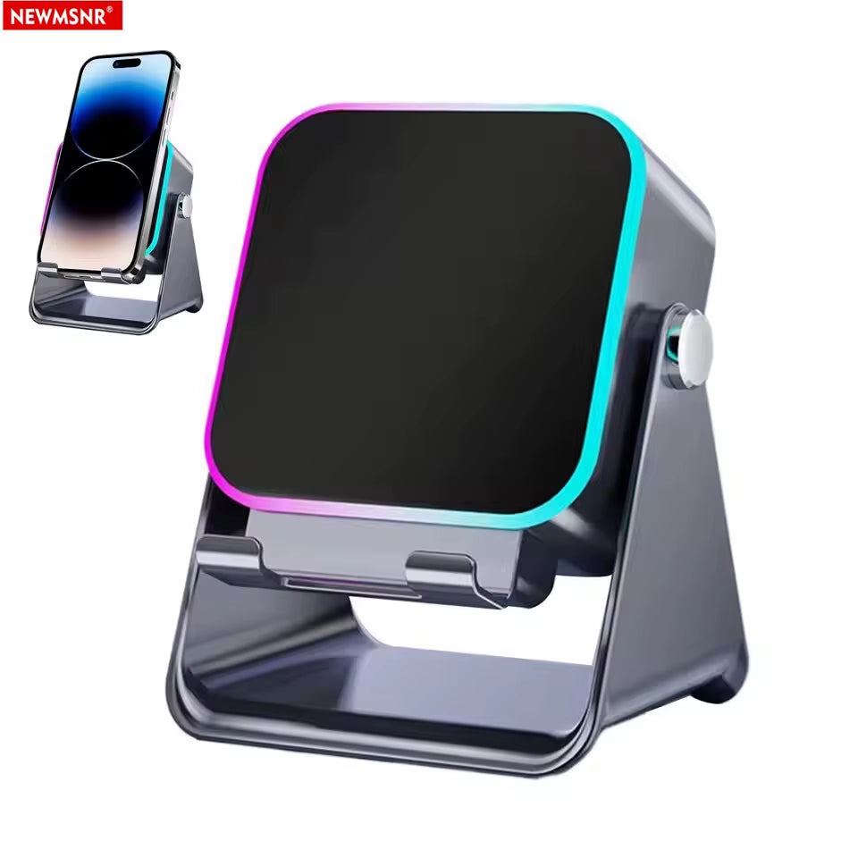 Revolutionary 5-in-1 Wireless Induction Speaker with RGB Lighting - Portable Bluetooth Phone Stand & Surround Sound!