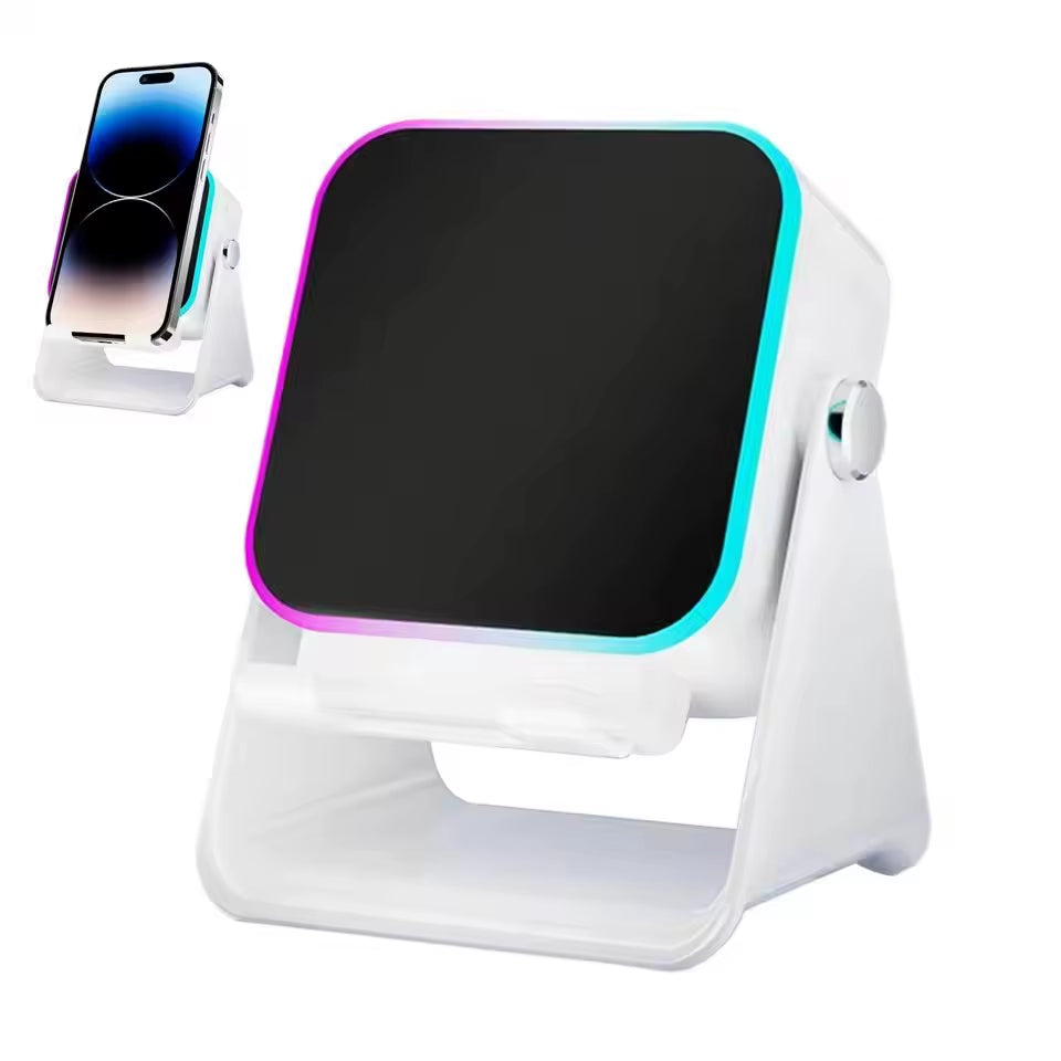Revolutionary 5-in-1 Wireless Induction Speaker with RGB Lighting - Portable Bluetooth Phone Stand & Surround Sound!